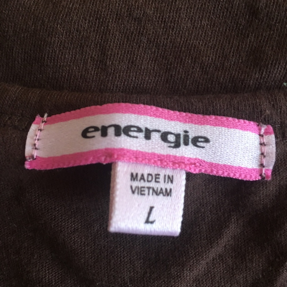 90s Y2K VINTAGE Boho Brown Embroidered Tee - Picture 2 of 5